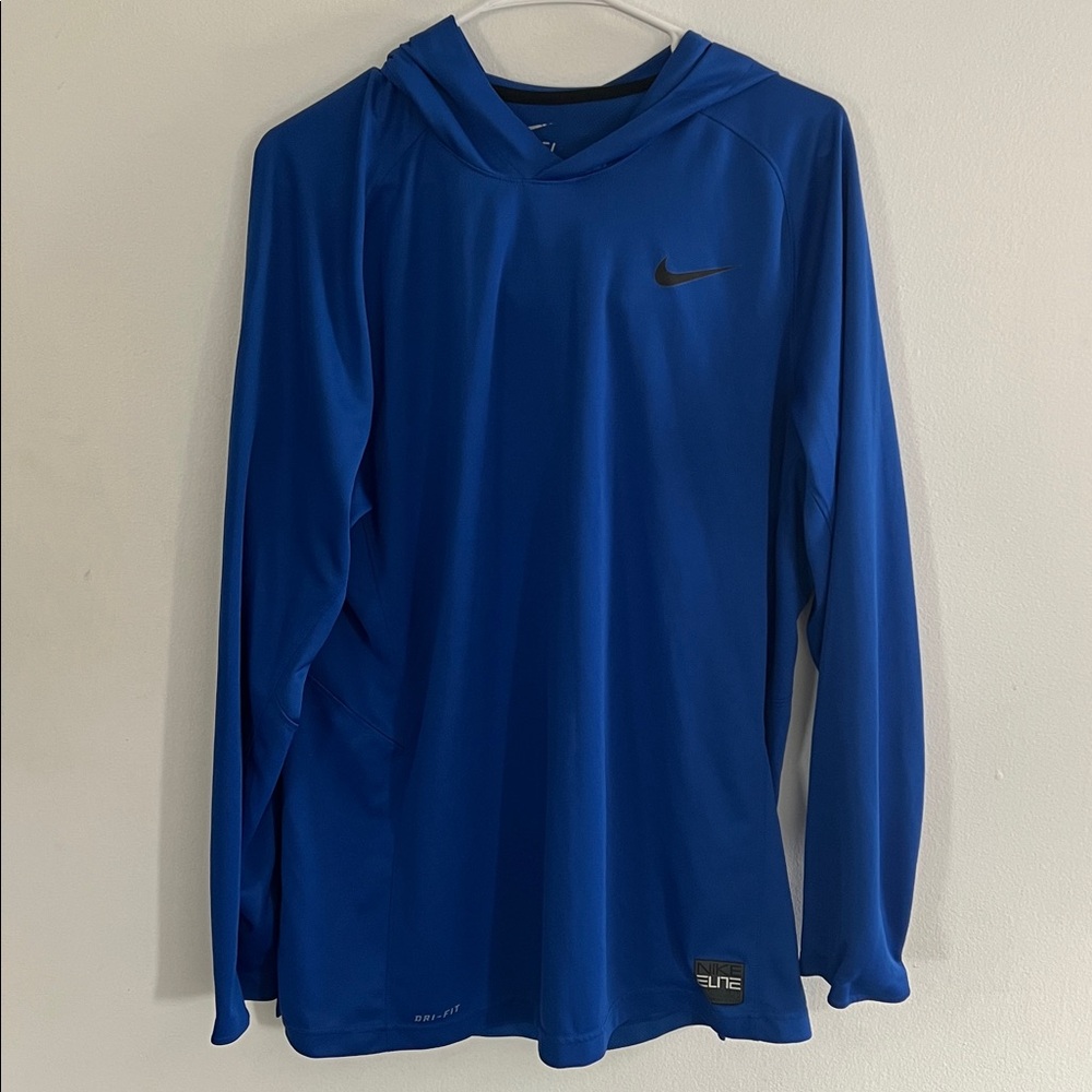 Nike Elite Royal Blue Hooded Long Sleeve Shirt